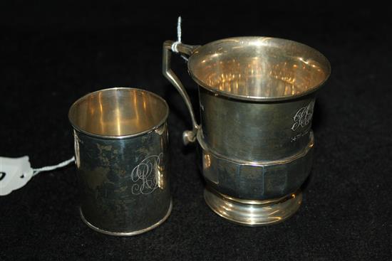 Two silver Christening mugs